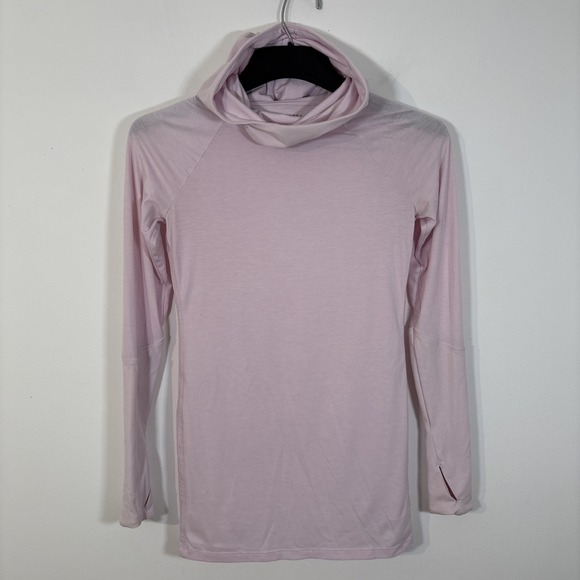 Athleta Tops - Athleta Essence Hooded Cowl Neck Tunic Top Pink XXS Long‎ Sleeve Athletic Run